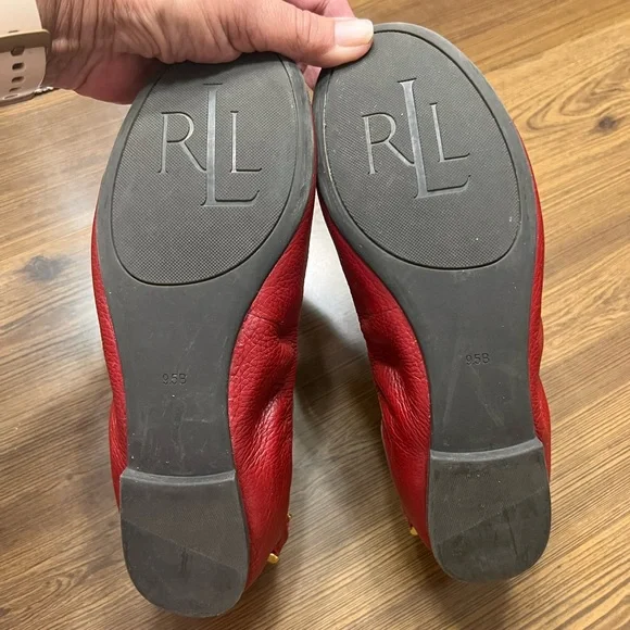 Red leather Lauren Ralph Lauren Barb stretch ballet flats 9.5 - Picture 6 of 8